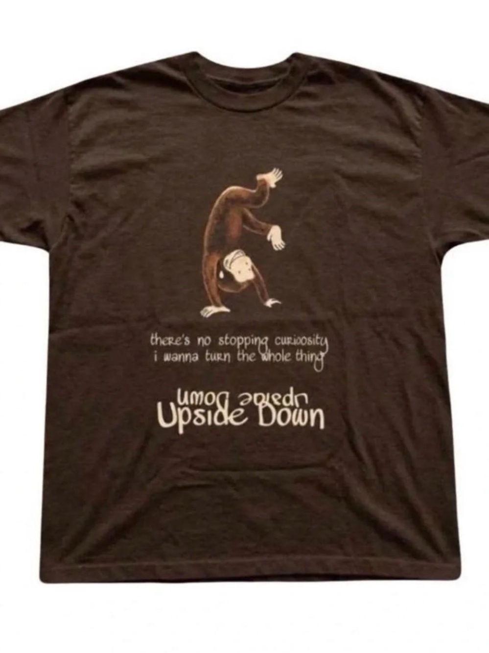 Brown Upside Down Monkey Graphic Tee